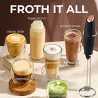 Zulay Kitchen Patented Tornado Triple Whisk Milk Frother with 4 Duracell Batteries – Handheld Foam Maker for Coffee, Lattes, Matcha & Hot Chocolate – Rich, Creamy Froth in Seconds - Black & Copper