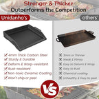 Cast Iron Griddle Gas Grill Stove Top Pan Insert for Weber Charbroil Nexgrill Grill Replacement Parts Flat Charcoal Cooking Plate Outdoor Camp Tailgating Teppanyaki Accessory 17" x 13"