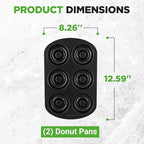 NutriChef Nonstick Donut Pans for Baking | 6 Durable & Easy to Clean Doughnut Molds | Fits Full-Sized Doughnuts | Oven Safe Up To 450F | Bake Perfect Donuts & Bagels | 12.5 x 8.5 Donut Trays | 2 Pack