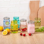 WELLIFE 6PCS 32 oz Mason Jars Wide Mouth-Vibrant Colored Glass Jars for Canning, Food Storage, Fermenting & DIY Craft. Glass Jar with Lid, Airtight & Durable