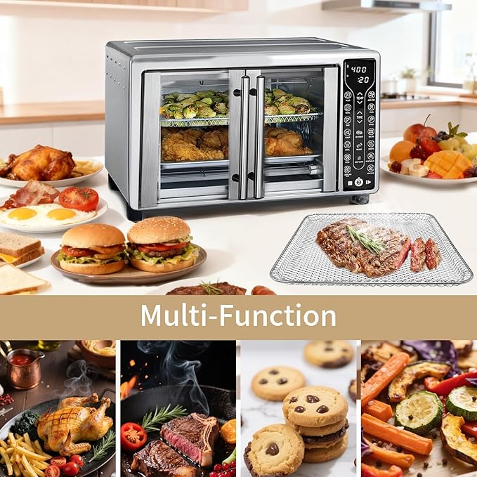 Toaster Oven Replacement Parts for Gourmia GTF7655 GTF7460 GTF7465, 3 IN 1 Basket Tray Rack Kit for Gourmia Digital Toaster Oven Air Fryer French Door17 Cooking Presets 1700W 24L