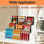 Tea Bag Organizer Holder, Acrylic Tea Packets Storage Box Container Display Stand Rack for Counter Cabinet Countertop Kitchen Office, 3 Tier