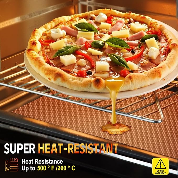 2 Pack Oven Liners for Bottom of Oven, 17"x25" Heavy Duty Non-Stick Oven Liner Mat, Reusable Heat Resistant Grill & Baking Mat, BPA/PFOA Free Roaster Liners, Fits Electric, Gas, Toaster Ovens (Copper)