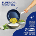 Granitestone Ceraluxe 20 Pc Ceramic Cookware Set Nonstick, Complete Pots and Pans Set Non Stick with 5 Pc Bakeware Set, Deep Frying Pan Set, & Steamer, Non Toxic PFOA Free, Oven & Dishwasher Safe