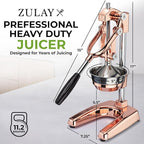 Zulay Professional Citrus Juicer - Premium Manual Citrus Press and Orange Squeezer - Metal Lemon & Lime Squeezer - Extra Tall Heavy Duty Cast Iron Manual, Rose Gold