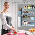 Magnetic Spice Rack for Refrigerator, 6 Pack Metal Magnetic Shelf Blue, Moveable Spice Organizer, Strong Magnetic Storage Fridge Organizer with Paper Towel Holder, Utensils Holder
