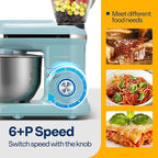 VIVOHOME 3-in-1 Stand Mixer, 6 Quart Electric Tilt-Head Kitchen Mixer with Bowl, Multifunctional Food Mixer with Meat Grinder and Blender Attachments, Dough Hook, Beater, and Whisk, Blue