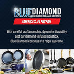 Blue Diamond Hybrid Nonstick Stainless Steel 12 Piece Cookware Set, Tri-Ply PFAS-Free Ceramic Diamond Bond Pots & Pans, Dishwasher & Oven Safe to 850F, Induction Ready, Metal Utensil Safe, Silver