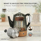 Mixpresso Black Small Electric Percolator Coffee Pot 4 Cup Stainless Steel - Coffee Percolator Electric with Keep Warm Function - Auto Shut-Off for Safe Daily Brewing