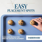 Farberware Easy Solutions Nonstick Baking Set, Includes Cookie Pans, Loaf Pan, and Cake Pan with Portion Marks, 4 Piece, Non Stick Bakeware Set - Blue