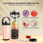 Portable Blender for Smoothies & Shakes - 20oz Mini Smoothie Maker - USB-C Rechargeable Juicer - Leakproof Lid with Filter & Carry Handle - Self-Cleaning Personal Blender - Dishwasher Safe - BFA Free