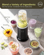 iCucina Smoothie Blender, 1000W Personal Blender for Shakes and Smoothies with 2 x 37oz Protable Cups and Lids, Single Serve Blenders for Ice Crushing, Bean Grinding, Frozen Fruit Drinks, Black
