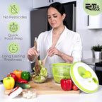 RTMAXCO Salad Spinner, 5L Large Capacity Lettuce Washer with Easy Spin Mechanism, BPA-Free Vegetable Dryer for Kitchen.