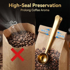 Li&Zhao Stainless Steel Coffee Scoop with Clip - Coffee Scoop for Ground Coffee, Precision Coffee Measuring Scoop, Tablespoon Stainless Steel Scoop for Coffee, Tea, Protein Powder (Gold)