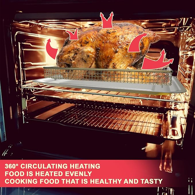Oven Air Fryer Basket and Tray for Cuisinart Convection Oven, Stainless Steel Toaster Oven Pans and Trays for Cuisinart TOA-060 TOA-065 TOA-70,Replacement Parts for Cuisinart and Most Oven Accessories