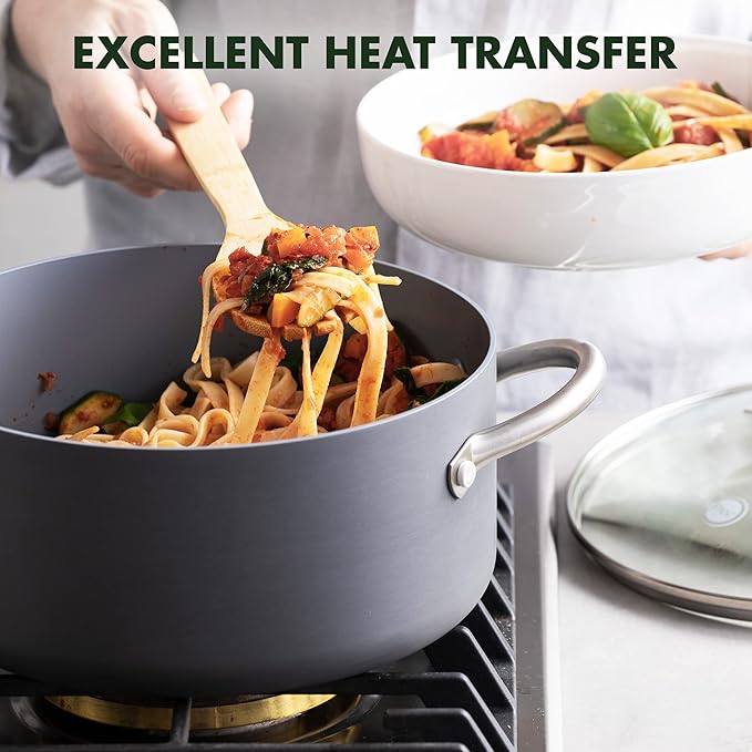 GreenPan Lima Hard Anodized 5QT Stock Pot with Lid, Healthy Ceramic Nonstick, PFOA PFAS-Free Nontoxic Pots and Pans, Oven & Broiler Safe Cookware, Stainless Steel Handles, Grayy (Pack of 2)