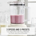 Martha Stewart 50oz Countertop Blender, Smoothie, Margarita & Ice Crushing Blender, BPA-Free Pitcher, 3 Speeds, 5 Presets, Auto-Clean Function, Dishwasher Safe, Stainless Steel Blades, Linen Cream