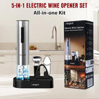 BRIGHTX Modern Rechargeable Electric Wine Bottle Opener Gift Set – Cordless Automatic Cork Remover with Foil Cutter & Charging Base – Wine Accessories Kit | Best Wine Gifts for Women & Wine Lovers