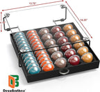 Deco Brothers Crystal Tempered Glass Vertuo Pod Holder Drawer, 30 Large or 60 Small Nespresso Capsule Organizer, Black