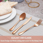 60 Pcs Rose Gold Silverware Set Service for 12, Premium Stainless Steel Flatware Set, Cutlery Utensil Sets, Durable Home Kitchen Eating Tableware Sets, Include Fork Knife Spoon, Dishwasher Safe