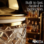 Nikita Cocktail Shaker, 5-Piece Martini Shaker & Bartender Kit with Bar Accessories Strainer, Jigger, Spoon & Muddler, Gold 16oz Drink Mixer with Bartender Accessories