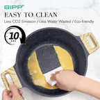 GiPP Pots and Pans Set Non Stick - 14Pcs Granite Kitchen Cookware Sets Nonstick Induction Cookware Non-Toxic Cooking Pan Set with Silicone Utensils, PFOS and PFOA Free, Dark Gray