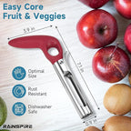 Rainspire Apple Corer Tool Kitchen Apple Core Remover Stainless Steel Comfortable Nonslip Handle, Dishwasher Safe, Red
