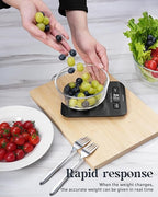 Food Scale, 11lb Kitchen Scale with 6 Units LCD Display and Tare Function, 0.05oz/1g Digital Kitchen Scale Compact Design for Baking, Healthy Cooking, Meal Prep, 304 Stainless Steel Black