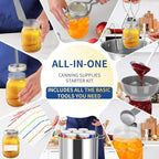 Canning Supplies Starter Kit,Canning Kit for Beginners of 9 with Jar Lifter，Wide Mouth Funnel,Wrench,Tongs,Lid Lifter,Bubble Popper,Canning Labels,ladle,Measuring Spoon-Gray
