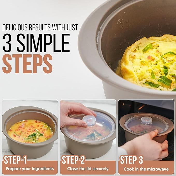 40oz Platinum Silicone Microwave Steamer Pot with Handle & Lid - Korean 100% Food-Grade Steamer Bowl, Heat-Resistant Cooker with Steam Holes, Easy Clean, Dishwasher Safe, Dry Rose