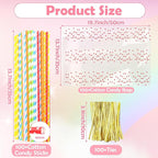 Coitak 100 PCS Cotton Candy Sticks, 100 PCS Cotton Candy Bags with Ties, 13.77 Inch Cotton Candy Sticks Random Colorful Cotton Candy Supplies Paper Straws for Candy Making
