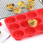 CAKETIME Silicone Muffin Pan, 12-Cup Cupcake Pan for Baking 3 Pack Nonstick Food Grade Silicone Muffin Tray