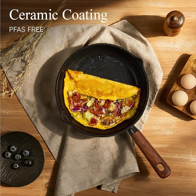 CAROTE 21pcs Cookware Set Nonstick Pots and Pans Set, Ceramic Cookware Set Induction Cookware, Non toxic Healthy Non Stick Kitchen Cooking Set, PFAS PTFE Free, Black