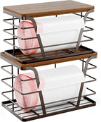 2 Pack Stackable Kitchen Organization,Counter Organizers and Pantry Organization for Home and Kitchen,Trash Bag Organizer Under Sink,Brown