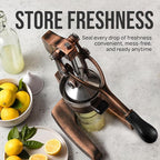 Zulay Kitchen Cast Iron Juicer - Easy-to-Clean Heavy-Duty Manual Juicer, Professional Citrus Juicer - Stainless Steel Lemon Squeezer - Manual Citrus Press & Orange Squeezer - Orange Juicer (Copper)