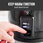 GreenLife Rice Cooker with Removable PFAS-Free Ceramic Nonstick Pot, 3-Cups Uncooked/6-Cups Cooked, Grains & Oatmeal Multicooker, Compact One-Switch Design, Auto Keep Warm, Easy Clean, Black