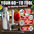 Cocktail Shaker Set of 10 – Stainless Steel Mixology Bartender Kit with 10 Accessories, Easy to Clean Bar Tool Set | Wooden Organizer for Home Bar Setup, Great Gift for Cocktail & Drink Enthusiasts