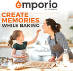 Stackable Baking Pan Set - Deluxe Nonstick White Marble Coating, Carbon Steel Bakeware Sets, PFOA, PFOS, PTFE Free, Recipe Booklet Included, Oven Safe (Up to 450°F), Set of 7 - White