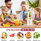 2PCS Portable Personal Blender 17 OZ/500 ML Juicer, 175W Personal Size Blender, Ideal for Smoothies, Ice Blending, Juicing, and Food Processing, Compact, Convenient, and Versatile (Pink&White)