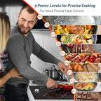 Noxton Electric Cooktop 24 Inch, Knob Control 4 Burners Electric Stovetop, Built-in Radiant Ceramic Stove, Residual Heat Indicator, Overheating protection, 6000W 220-240V Hard Wired (No Plug)
