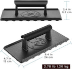 3lb Cast Iron Grill Press, Heavy Duty Smash Burger Press for Griddle Heat Resistant Handle, Burger Smasher, Hamburger Press, Grill Press for Griddle, Bacon Press Meat Press, BBQ Grill Accessories