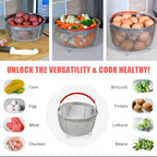 Original Salbree Steamer Basket for 3 qt quart Instant Pot Accessories, Stainless Steel Strainer and Insert fits IP Insta Pots, Instapot, Other Pressure Cookers, with Silicone Handle [6qt 8qt avail]