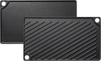 EWFEN Reversible Grill/Griddle, 16.7x9.5'' Pre-Seasoned Cast Iron Griddle Pan, Double Burner Cookware, Rectangular Non-Stick Stovetop Griddle with Handles, Flat Top Plate for Oven, Grill & Campfire