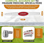 Spring Chef Magnetic Measuring Cups & Spoons Set, Patented, Strong N45 Magnets, Heavy Duty Stainless Steel Fits in Spice Jars for Baking & Cooking, BPA Free, Round Set of 15 with Leveler, Red