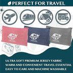 PAVILIA Soft Travel Blanket, Compact Airplane Blanket in Bag, Portable Blanket Pillow Set, Lightweight and Packable Plane Flight Car Trips Travel Home Office Gift Accessories, Gray, 65x40 inches