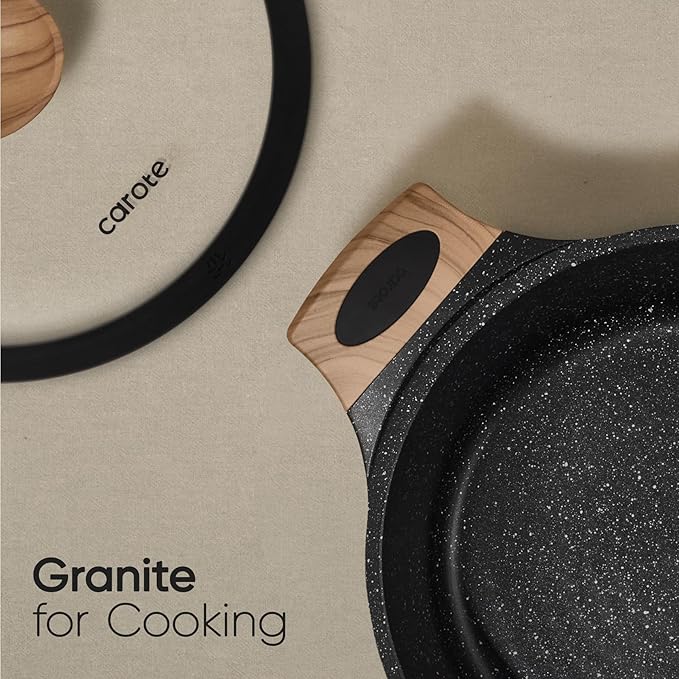 CAROTE 26PCS Pots and Pans Set Non Stick, Cookware Set Pots and Pans Induction Cook Ware, Nonstick Kitchen Cooking, PFOA Free, Black