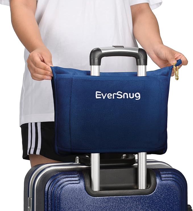 EverSnug Travel Blanket and Pillow Value Pack – Premium Soft & Lightweight | 2 in 1 Compact Blanket for Airplane, Car, Kids and Women | Color Includes Black & Navy Blue