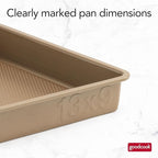 GoodCook BestBake Nonstick Bronze 9" x 13" Oblong Baking Pan, Textured Carbon Steel, Scratch-Resistant, Non-Toxic Cake Pan, 13x9 Bakeware, Durable Oven Pan for Even Heating and Easy Cleanup