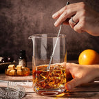Cork & Mill Cocktail Mixing Glass, Old Fashioned Kit, Large 24 oz Crystal Cocktail Mixer for Bartenders, 9-Piece Home Bar Accessories Set for Manhattans and Other Whiskey Drinks