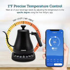 COSORI Electric Gooseneck Kettle Smart Bluetooth with Variable Temperature Control, Pour Over Coffee & Tea Maker, 100% Stainless Steel, Quick Heating, Matte Black